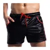 Heren shorts Summer Faux Leather Men Shorts Casual los met zakken hoogwaardige mannelijke korte broek comfortabele zachte man shorts 230510