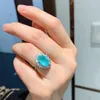 Bague solitaire cincin perak S925 kualitas tinggi baru zirkon biru cocok untuk Aksesori tempat kerja dan kencan 230510