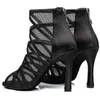 Sandales Chaussures De Danse Latine Bottes De Jazz Salle De Bal Pour Femmes Talon Cubain Mariage Noir JuseDanc 230509