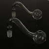 Beste kwaliteit Glas oliebrander pijp 10mm Mannelijke pyrex clear oliebrander curve waterleiding voor roken water bongs goedkoopste prijs