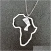 Pendant Necklaces Stainless Steel Africa Map Simple Hollow Portrait Necklace Jewelry Gifts For Men Women Drop Delivery Pendan Dhgarden Dhzim