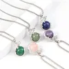 Pendant Necklaces Natural Stone Necklace Turquoise Aventurine Metal Chain Lizard Ball Healing Crystals Charms For Women