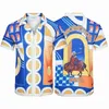 Casablanca Shirt Shirts Men Casual Beach Short Sleeve Print Button Lapel Slim Fit High Quality Blouses Us Size M-3xl 8IT6