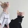 Klädkattkläder för sphynx hårlös katt enkel bomull t -shirt tröja turtleneck botten skjorta kattungar valp hundkläder xsxxl