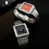 Armbanduhren SAPPHERO Quadratische Uhr Männer Paare Armbanduhr Mode Damen Uhren Edelstahl Japan Quarz Minimalismus Liebhaber Uhr 230509