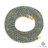 Nya trendfina smycken isade ut blå färgglada VV: er Moissanite Diamond Cluster Tennis Chain 14k Guld Tennishalsband för kvinnliga män