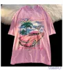 Kobiety Tshirt American High Street Sweet Pink Car Print Thirt Girls Kawaii Ubrania Ogółem Tshirt Summer Cotton Y2K TOP HARAJUKU 230510