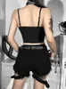 Womens Tanks Camis InsGoth Sexy Bandge Black Lace Women Gothic Spaghetti Strap Backless Bodycon Crop Tank Vintage E Girl Summer oles 230509