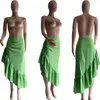 스커트 wuhe ruffles hem mesymmetrical High Waist Maxi Long Skirt 2023 가을 겨울 스트리트웨어 패션 여성