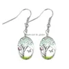 Charm Fashion Dry Flower Dangle Earring Torkade blommor örhängen Glass Oval Ball Tree of Life Drop Earing Creative Jewelry Gift Dhgarden Dhhx7