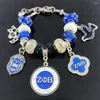 Charm Bracelets Greek Women's Association Zpb White Rose Round Map Letter Pendant Bracelet Jewelry