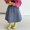 スカート子供服韓国スタイルスプリングファッショナブルな女の子スカートデニムブルーかわいいカジュアルシンプルキッズスカート女の子230510