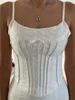 Femmes Tanks Camis CHRONSTYLE Blanc Fleur Spaghetti Strap Chic Femmes Sans Manches Col Rond Crosets Crop Tops Party Casual Sling Tank Vest 230509