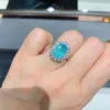 Bague solitaire cincin perak S925 kualitas tinggi baru zirkon biru cocok untuk Aksesori tempat kerja dan kencan 230510