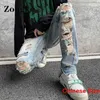 Jeans da uomo Zongke Jeans skinny strappati per uomo Abbigliamento Pantaloni cargo Jeans da uomo Slim Street Wear Taglia cinese 2XL 2023 Primavera Nuovi arrivi Z0508