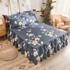 Bed rok 3 stks set huidvriendelijke zacht schuurprinses spread 1 st bloemen bed rok2pcs kussentje king queen size bruiloft bedapread 230510