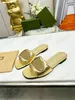 Designer Slipper Women's Interlocking G Low Heel Cutout Slide Sandal Ladies Maxi Leather Flat Slipper 694451 Italy Designer Summber Beach Shoes