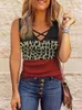 Canotte da donna Camis Canotte incrociate da donna Color Block Camicie senza maniche con impunture leopardate Estate Scava fuori scollo a V T-shirt basic Cami Camicie casual 230510