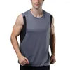 Herrtankstoppar mode män Vest Fine Sying Craft Bodybuilding Stretchy Running Loose Pullover Top Sweat Absorbering