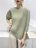 レディースTシャツ女性のTシャツmiyakeプリーツ夏のファッションルーズ大サイズの不規則な半袖トップ