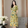 Partykleider Chic und elegante Frau Blumenkleid koreanischer Stil 2023 beiläufig lang für Frauen Sommer Vintage Kleidung Hohe Qualität