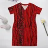 Plus size Dresses Red Beads Print Dress Size Modern Art Korean Fashion Casual Dres Holiday V Neck Vintage Gift 230510