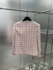 Tracksuits voor dames 2023SS Spring Luxe vrouwen Hoogwaardige roze plaid tweed jas jas broek broek pakken vrouwelijk chique 2 -delige sets gdnz