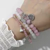 Strand Healing 3 Pcs/set Natural Stone Louts Bracelet For Women Agates Beads Set Female Jewelry Men Leaf Bangles