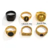 Anillos de racimo 6 unids / set Moda Geométrica Cráneo Letra Amplia Abierta Para Mujeres Vintage Aleación Joyería Dedo Hombres Al Por Mayor