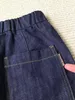 Kvinnor Pants Capris Kvinnors elastiska midja Navy Blue Jeans avsmalnande kålar Byxor med pärlor med dekorativa damer Mikro-stretch Denim Pants 230510