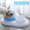 Alimentation 3 en 1 grande capacité pour animaux de compagnie fontaine d'eau automatique mangeoire pour chien chien détachable Double bol à boire chat support surélevé bols à vaisselle