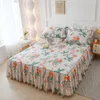 Gonna da letto Stile americano Cotone Principessa Romantica stampa floreale Gonna letto trapuntata con volant Copriletto Coprimaterasso Federe # / W 230510