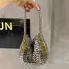 Cross Body Women Bags Designer Silver Metal Sequins Chain Woven Evening Clutch Purse Travel Holiday Shoulder Handbag