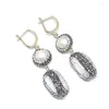 Boucles d'oreilles pendantes perle d'eau douce blanche naturelle goutte perles de cristal pavées boucles d'oreilles exquises pour les femmes bijoux Vintage