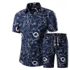 Chemises Shorts Hommes affaires Ensemble décontracté deux pièces ensemble Été décontracté Imprimé Hawaïen Chemise Homme Court Homme haut + short Costume Ensembles Plus La Taille