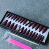 False Nails False Nails Salon matte Long Stiletto Burgundy Fake nails crystal coffee glitter false nails full set press on nails 24pcs custom box nails 230509