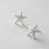 أقراط مسمار 925 Sterling Silver Starfish Clear Cz حلق للمرأة أزياء المجوهرات Party Brincos Femin