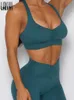 Two Piece Dress Gym Sets Outfits Sexy Bra Seamless Pants Set Female Fitness Workout Skinny Crop Top Athletic High Quality Suit Sportswear 230510