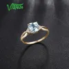 Solitaire Ring Vistomo 14K 585 Cincin Emas Kuning untuk Wanita Berlian Langit Biru Topaz 585 Asli Nyata Ulang Tahun Perhiasan 230510