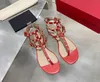 Women Sandals Rivets Flip Flops Flat Heels Summer Shoes Nude Black White Red Sexy Peep Toe Real Leather Brand Ladies Sandal V with