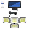 296 LED LED Solar Light 4 Heads 2 Sensor Sendrated Split Solar Lamp Indoor Outdoor Wide Angle Spotlight