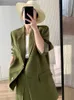 Two Piece Dress Suits for Women 2 Set Solid Notched Long Sleeve Oversized Elegant Blazer Office Ladies High Waisted Pants 230510