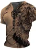 Rukas t-shirt grafisk djur lejon halskläder 3d tryckning casual sport kortärmad spets tryck vintage mode original mönster