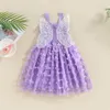 Flickklänningar Butterfly Wings Princess Dress for Kids Baby Summer Sleeveless Suspender Tulle Tutu Birthday Party Beach A-Line