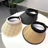 Wide Brim Hats Summer Weaving Sun Shading Empty Top Hat Women's UV Protection Face Cover Paper Straw Visor