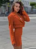 Tweede stukjurk Lange mouw loopbaan Office Blazer Set Crop Top Mini Rok Suits 2 stuks Matching Sets Women 2022 Autumn Fashion Short Outfits T230510