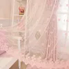 Cortina Pastoral coreana rosa apagón Princesa cortinas para niñas niños Sala de estar dormitorio ventanas tratamiento pura tul pantalla romántica 230510