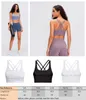 LL Sports Bra for Women Criss-Cross Back Padded Strappy Sports Bras Medium Support Yoga Bra with Removable Cups