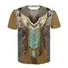 Herr t -skjortor indianer stil grafik harajuku 3d tryckt t -shirt fjäder överdimensionerad skjorta avslappnad färgglada korta ärmstoppar