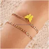 Charm Armbänder Schmetterling Armband für Frauen Einfache Acryl Gold Farbe Kette Böhmischen Strand Schmuck Drop Lieferung DHCQI